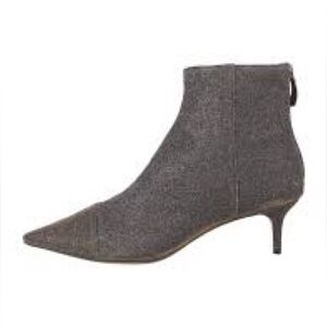 Alexandre Birman Silver Glitter Kitten Heel Booties